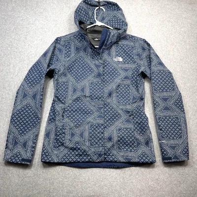 Chaqueta The North Face Mujer Pequeña Azul Geométrica DryVent Capucha Abrigo de Lluvia Exterior Foto 1 de 4