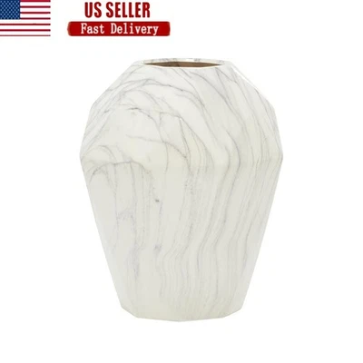 Jarrón de cerámica de mármol sintético de 12" centro de mesa decorativo moderno decoración del hogar interior nuevo Foto 1 de 4