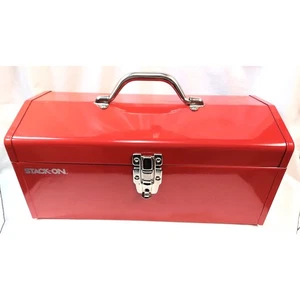 Stack-On New Classic RED Steel 16" Tool Box with Folding Lockable Handle & Tray - Picture 1 of 8