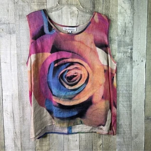 Caroline Rose Vintage Größe 1X 100 % Leinen ärmellos U-Ausschnitt Tunika Tanktop - Bild 1 von 7