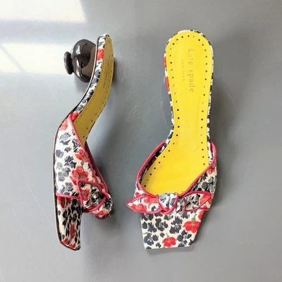 Sandalias de tacón vintage Kate Spade gatito leopardo florales años 90 Y2K para mujer 6 Foto 1 de 4