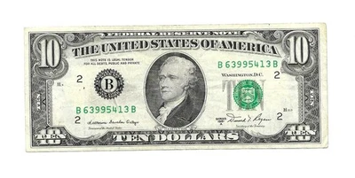 1981-A $10. DOLLAR NOTE FROM NEW YORK NUMBER (63995413)- GREAT BILL. - Image 1 of 2