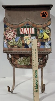 Vintage Mosaic Tile MAILBOX French Country Shabby Chic Butterflies Post Box - Image 1 of 4