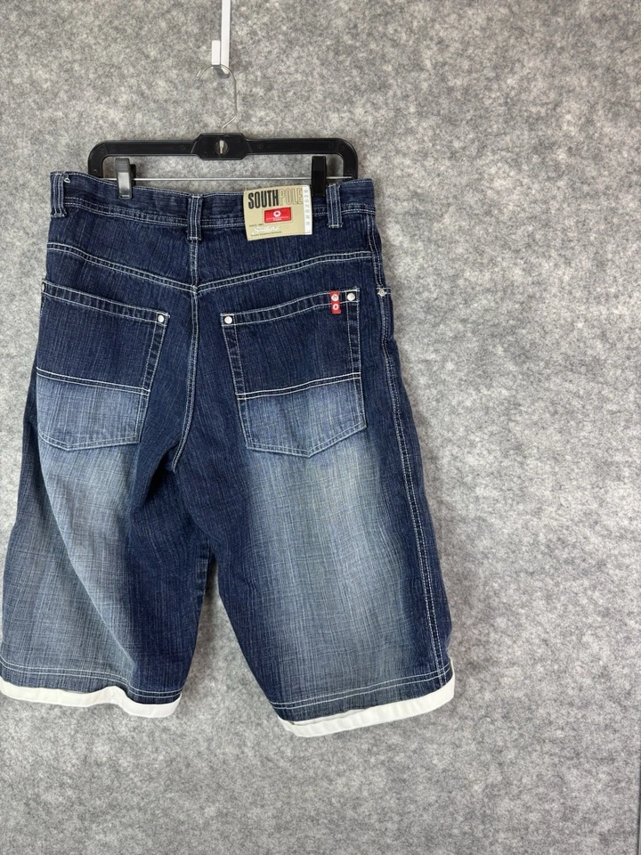 Pantalones Cortos de Jean Southpole De Colección Para Hombres 34 Sueltos Y2K Pantalones Cortos de Denim Rojo Pestaña Sueltos Anchos Foto 1 de 4