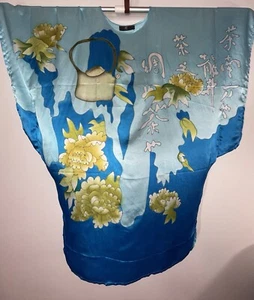 Seidiger Muumuu blau geblümt Polyester Einheitsgröße - Bild 1 von 12