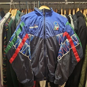 Vintage 1994 Italy World Cup Diadora Training Windbreaker Jacket XL - Picture 1 of 8