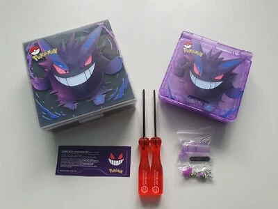 MARKENLOS Gameboy Advance SP Case Hülle Gehäuse | Gengar Edition mit Box | NEU | IPS ready