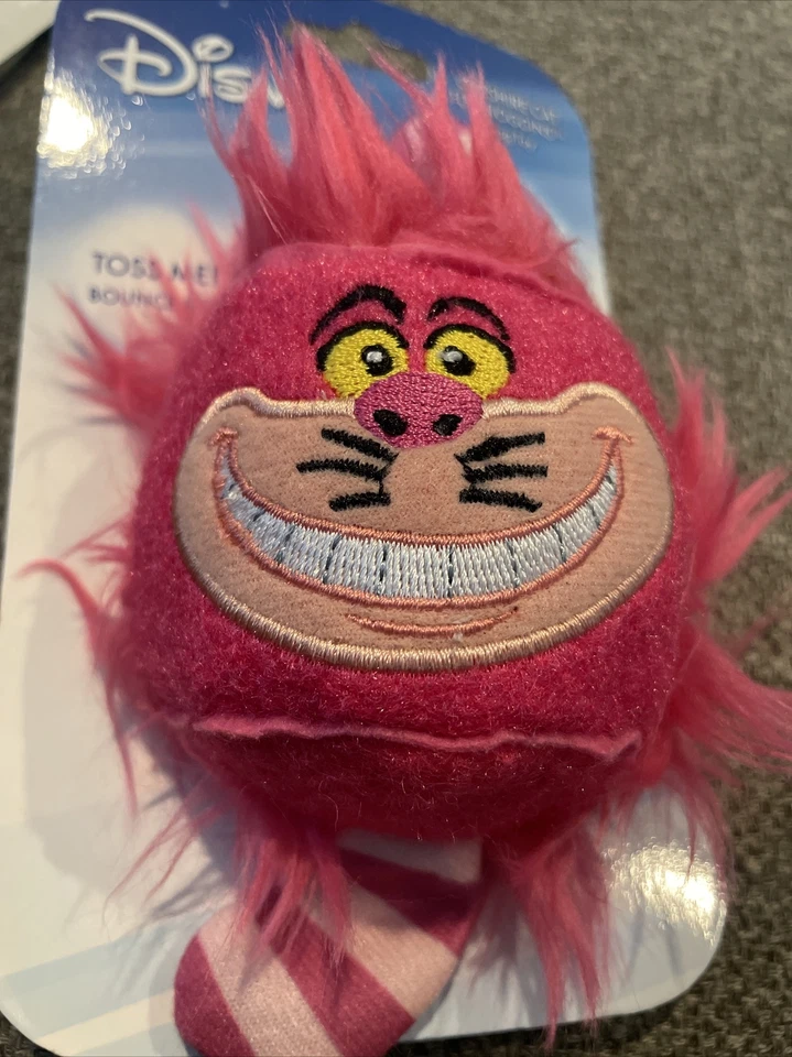 全新 迪士尼 CHESHIRE CAT Fun Nogins 狗玩具 网球 爱丽丝梦游仙境  — 第 1/4 张图片