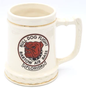 Tazza vintage Bartow Air Base Bull Dog Flight Central Florida birra Stein dorata rara - Foto 1 di 6