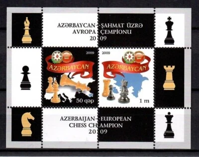 Azerbaiyán 2009 * Campeón de Europa de Ajedrez (Mapa) * Hoja S/MNH Foto 1 de 2