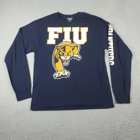 FIU Panthers T Shirt Mens Large Navy Blue Casual NCAA Football Long Sleeve Cover