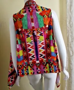 Soft Surroundings L XL Funky Colorful Artsy Art-to-Wear Open Vest Jacket - Picture 1 of 6