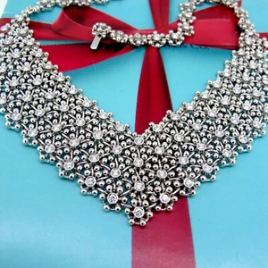 10.00 ct tw Damiani Diamonds Round Cut 18k White Gold Mesh Necklace 16 inch - Picture 1 of 8