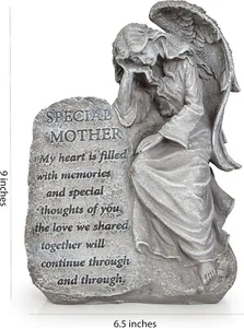 Garden Memorial Stone Angel - Cold-Cast Ceramic Graveyard Remembrance - Picture 1 of 6