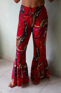 Schlaghose Hose True Vintage 70er pink grün blau Hippy Disco Volant 36 S / 38 M - Bild 1 von 4