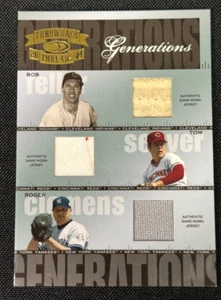 Bob Feller Tom Seaver Roger Clemens Triple Jersey 2004 Throwback Threads #19/25 - Picture 1 of 2