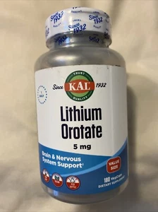 LARGER Kal - Lithium Orotate 5 mg. - 180 Vegetarian Capsules Exp 09/26 - Picture 1 of 2
