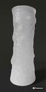 Vintage Milk Art Glass Bark Texture Vase White - Picture 1 of 7