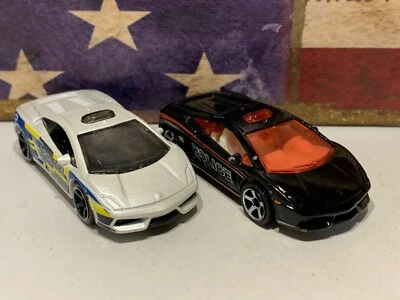MATCHBOX LAMBORGHINI GALLARDO LP560-4 POLIZIA X2. BLACK & WHITE LOOSE - Image 1 of 4