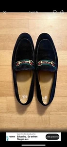 SALE Gucci Loafers Suede Shoes Black Horsebit Web Red Brixton Mens OVP war 890€ - Bild 1 von 4