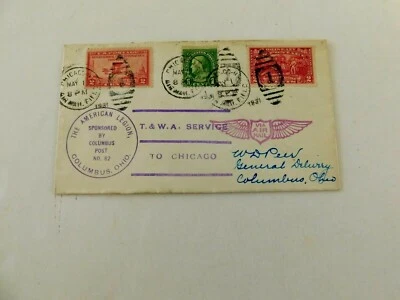 Trans World Airlines Chicago to Columbus, May 1931, Am Legion Cancel, #649,644, - Image 1 of 2