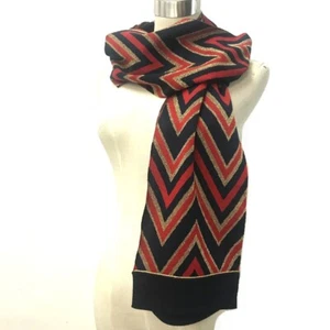 GUCCI V line Stole/Shawl Scarf wool Navy x Gold x Red - Picture 1 of 11