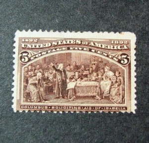 US Stamp Scott# 234 Columbus  Soliciting Aid 1893 MH Disturbed Gum L514 - Picture 1 of 2