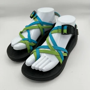 Chaco Sandal Yampa Zx2 Celery Blue Black Size 9 Strappy Hiking Outdoors Beach - Picture 1 of 12