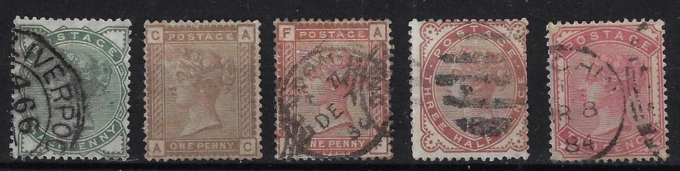 Great Britain: 1880; Scott 78-79-79A-80-81-Classic, authentic, used, EBGB074 - Image 1 of 2