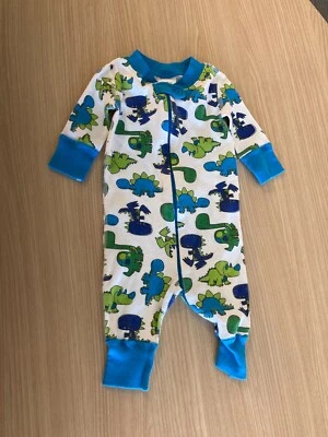 Pijama Hanna Andersson Estilo Dormir Estampado Dinosaurio 50 CM 0-6 Meses Cremallera Blanco Foto 1 de 3