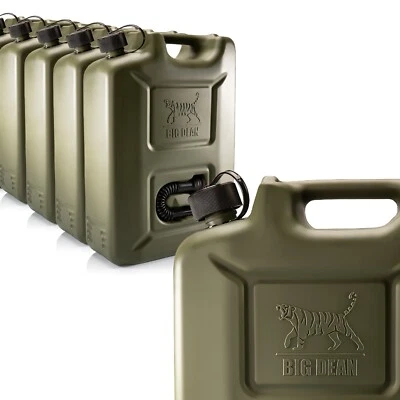 5 x Benzinkanister Kraftstoffkanister 20L in Olivgrün mit flexiblem Ausgießer - Bild 1 von 4