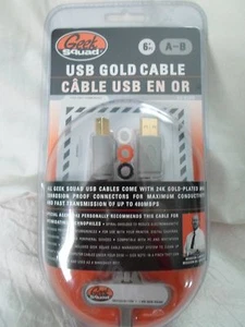Geek Squad 6ft. USB 2.0 A/B Device Cable GS-6UAB 6 Foot 24K Gold Cable - Picture 1 of 3