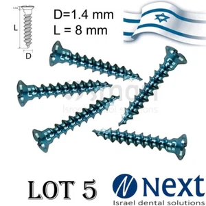 Set x 5 Schraube Titan Pin Membran Befestigungsknochen GBR Ø1.4 L8 Tac - Bild 1 von 3