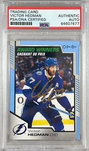 Victor Hedman auto 2020-21 O-Pee-Chee card #609 Lightning PSA Encapsulated - Picture 1 of 3