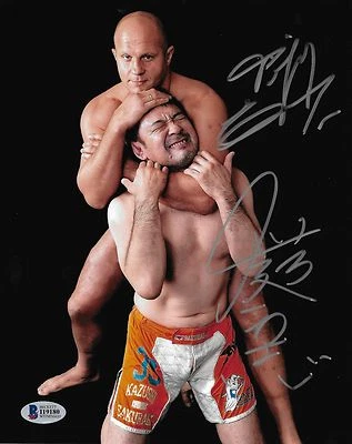 Foto firmada por Fedor Emelianenko y Kazushi Sakuraba 8x10 certificado de autenticidad BAS Pride FC UFC automática Foto 1 de 4