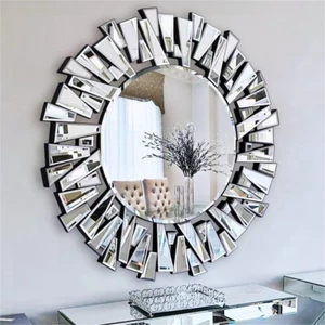 Wandspiegel Glas Badspiegel Spiegel Badezimmerspiegel Flurspiegel φ80cm Luxus DE - Bild 1 von 18