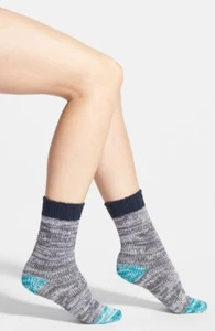 Nordstrom 162526 Women's Set Of 2 Grey Green Chunky Knit Crew Socks Size 9-11 - Picture 1 of 6