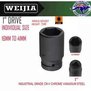 16mm to 41mm 1'' Drive Impact Socket Single Deep Impact Socket Cr-V 6 Point - Picture 1 of 4