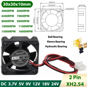 3010 DC Brushless Cooling Fan Mini Silent Fans 3.7/5/9/12/18/24V 4000-16000RPM - Afbeelding 1 van 7