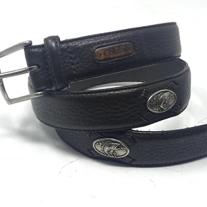 Columbia Brown Leather Belt Silver Fish Concho Mens Size 40 - Picture 1 of 7