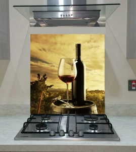 Spritzschutz Hartglas einzigartige Platte Rotwein auf Holzfass alle Größen - Bild 1 von 3