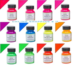 Angelus Neon Acrylic Leather Paint Sneaker Shoes Bags Purse Jackets Trainers 1oz - Picture 1 of 13