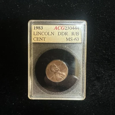 1983 P DDR Accugrade Holder Lincoln Memorial Cent Strong Double Die On Reverse - Image 1 of 4