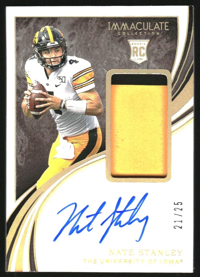 2020 Immac Coll Collegiate Rookie Patch Autographs Gold #130 Nate Stanley /25 - Image 1 of 1
