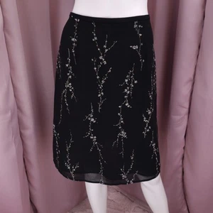 Falda lápiz forrada hasta la rodilla de crepé floral negra para mujer Talbots Petite 10P - Imagen 1 de 7
