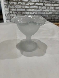 Vintage Kig Indonesien Vintage mattierter satinierter Eisbecher Sockel Glas 5" hoch - Bild 1 von 5