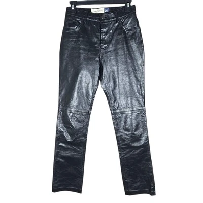 Gap Leather Pants Womens 27/1 Black Original Fit Straight Leg Y2K Vintage Biker - Image 1 of 4