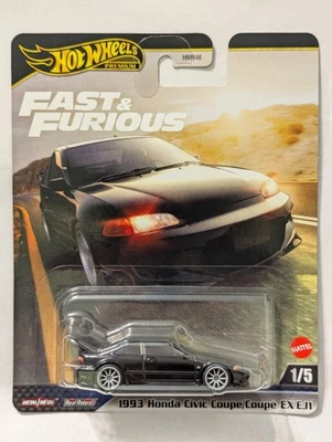 Honda Civic 1993 cupé EX EJ1 Hot Wheels Premium 2025 Fast & Furious negro leer Foto 1 de 2