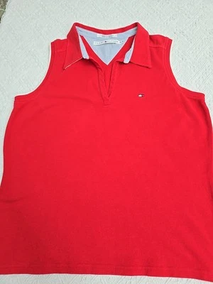 Tommy Hilfiger 1/4 Open Sleeveless Polo Golf Shirt Women's Size XL Red - Image 1 of 4