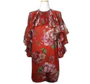 Gucci Tomato Red Silk Pleated Dress 55 43521540 - Picture 1 of 4